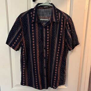 Navy Blue Patterned Men's Shirt